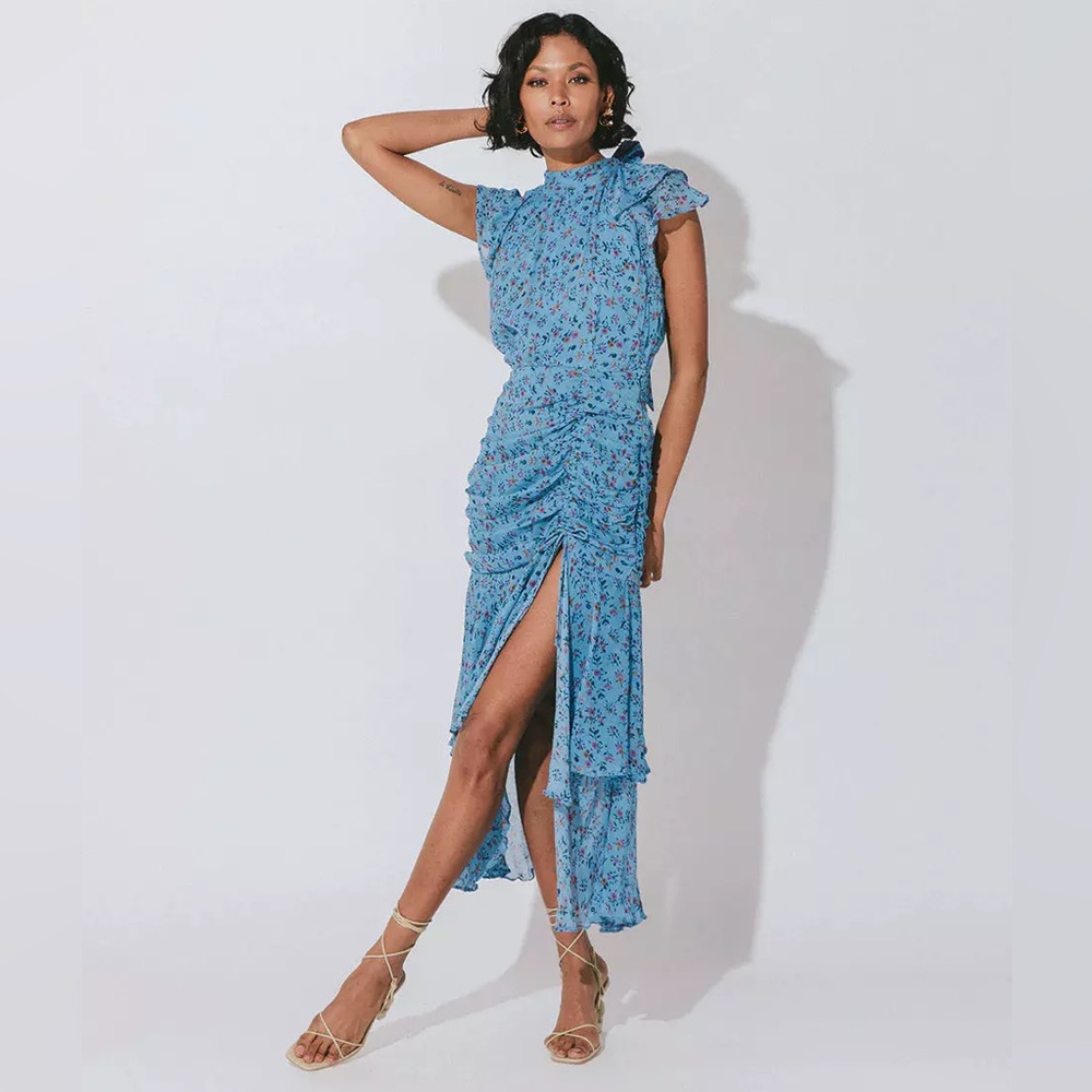 NWT Cleobella Cecilia Ankle Dress / Lapis Block Print / Size XS